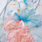 Áo dài cách tân vải organza in hình hoa sen màu xanh dương nhạt mẫu số PTAD043